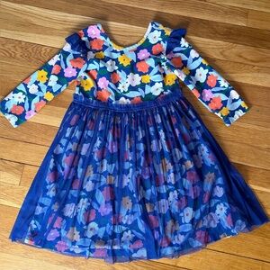 Hanna Andersson Girls’ 120/6-7 Floral Print Tulle Dress